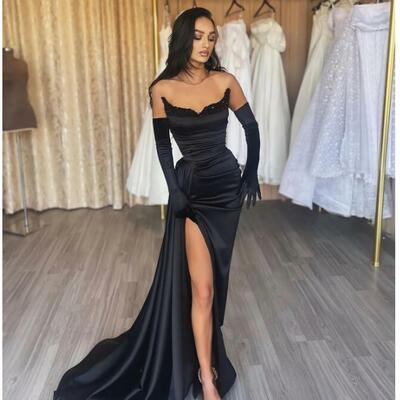 Black sheath prom dress formal dress evening gowns - Thumbnail 3