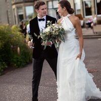 A-line Simple Wedding Dress, Satin Bridal Dress Wedding Gown - Thumbnail 1