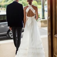 A-line Simple Wedding Dress, Satin Bridal Dress Wedding Gown - Thumbnail 3