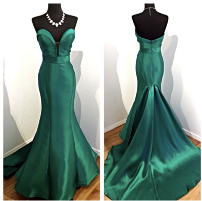 Simple Green Prom Dresses Mermaid Gown
