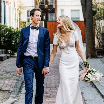 A-line wedding dress, satin bridal dress wedding gown