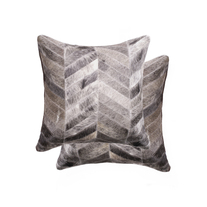 Natural Home Decor Torino Chevron Cowhide Pillow | 2-Piece | Grey | 18"x18" | 676685029348