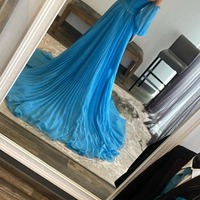 A Line Blue Sweetheart Long Chiffon Prom Dress With Split ,PD231300 - Thumbnail 1