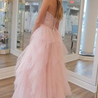 Light Pink Strapless Sequin Beaded Tulle Stunning Prom Dress ,PD231302 - Thumbnail 1