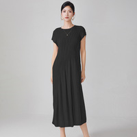 Women's summer new round neck splicing loose versatile mid-length skirt - Thumbnail 2