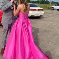 Strapless Satin Fuchsia Long Prom Dress With Pockets,PD231307 - Thumbnail 1