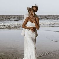 Mermaid Lace Wedding Dress, Spaghetti Straps Bridal Dress Wedding Gown - Thumbnail 1