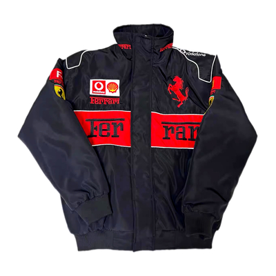VINTAGE "FERRARI" RED HORSE F1 JACKET BLACK 
