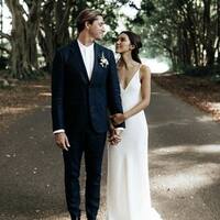 Simple Wedding Dress, V-neck Bridal Dress Wedding Gown - Thumbnail 1