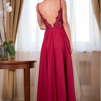 Burgundy Long Chiffon Prom/Formal Dress with Side Slit ,PD231310 - Thumbnail 1