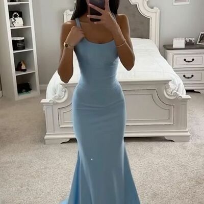 Elegant blue sheath prom dress formal dress evening gowns - Thumbnail 3