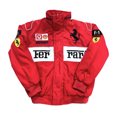 VINTAGE "FERRARI" BLACK HORSE F1 JACKET RED