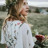 Modest Wedding Dress, Embroidery Chiffon Bridal Dress Wedding Gown - Thumbnail 2