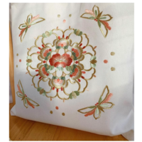 Round flower embroidery New Chinese style embroidered canvas bag crossbody handbag eco-friendly bag - Thumbnail 2