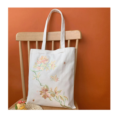 Peony flower embroidered original canvas bag one-shoulder national trend bag eco-friendly bag