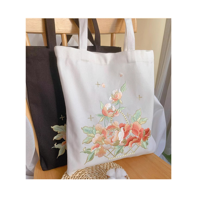 Flower basket embroidery new chinese style embroidered canvas bag crossbody handbag eco-friendly bag