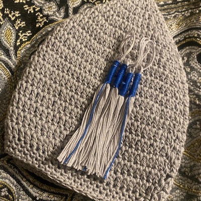 Grey keepah (handmade) w/ fringes