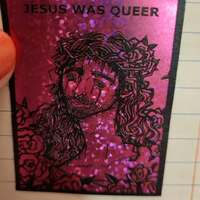 vinyl holographic queer jesus sticker - Thumbnail 1