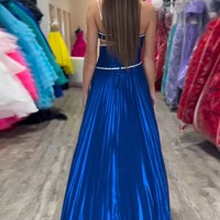 A-Line Royal Blue One Shoulder Long Evening Dress,Prom Dress with Slit,PD231320 - Thumbnail 1