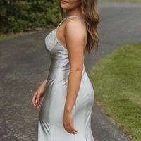 Mermaid Silver Prom Dress Halter Hollow Out Long Evening Dress with Slit,PD231321 - Thumbnail 1
