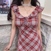 Sweet style ruffled suspender dress - Thumbnail 5