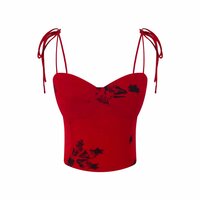 Vintage Print Shoulder Tie High Waist Camisole - Thumbnail 2