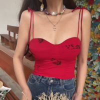 Vintage Print Shoulder Tie High Waist Camisole - Thumbnail 3