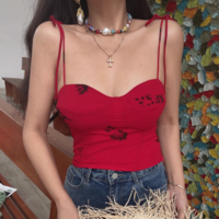 Vintage Print Shoulder Tie High Waist Camisole - Thumbnail 5