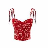 Retro holiday style hot girl sexy slim floral strappy camisole - Thumbnail 3