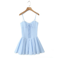 Striped lace strappy suspender skirt - Thumbnail 3