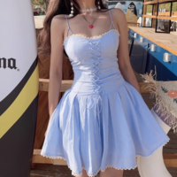 Striped lace strappy suspender skirt - Thumbnail 1