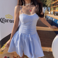 Striped lace strappy suspender skirt - Thumbnail 2