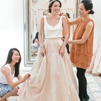 Modest Pink/Champagne Wedding Dress, Tulle Bridal Dress Wedding Gown - Thumbnail 3