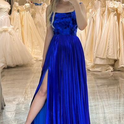  royal blue long mirror prom dress,evening dress with slit,pd231330