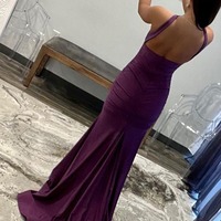  Halter Neck Satin Purple Prom Dress,Evening Dress,PD231331 - Thumbnail 1