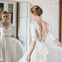 Modest Wedding Dress, Open Back Bridal Dress Wedding Gown - Thumbnail 1