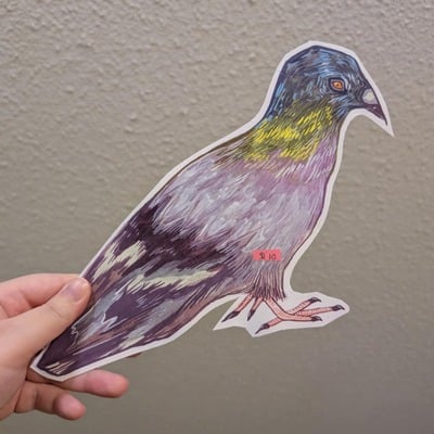 Pigeon cut out print 