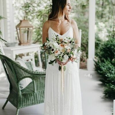 Relaxed boho wedding dress, bridal dress wedding gown