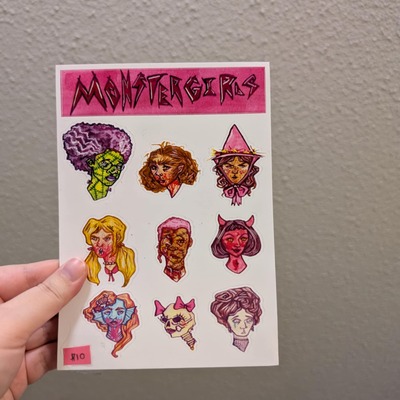 Monster girls sticker sheet