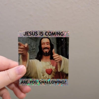 Jesus is coming glitter holographic sticker