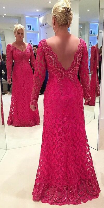 Elegant Red Mermaid Lace Prom Dress Formal Evening Dresses