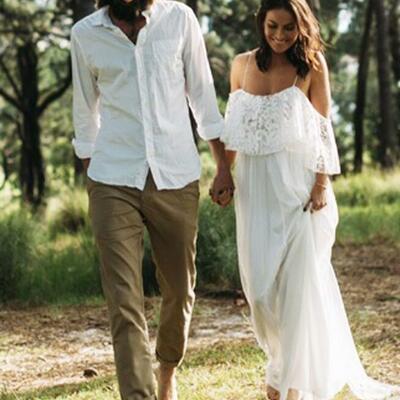 Sexy strapless wedding dress, lace bridal dress wedding gown