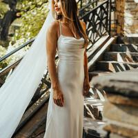 Sheath Wedding Dress, Crisscross Back Bridal Dress Wedding Gown - Thumbnail 2