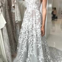 Sheath Lace Wedding Dress, Appliques Tulle Bridal Dress Wedding Gown - Thumbnail 1