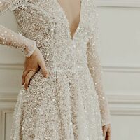 Sparkle Bling Wedding Dress, Sequins Lace Bridal Dress Wedding Gown - Thumbnail 1