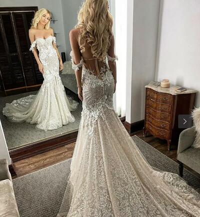 Sparkle Bling Wedding Dress, Sequins Lace Luxury Bridal Dress Wedding Gown