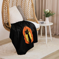 Flaming cat sherpa blanket - Thumbnail 4