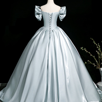 Elegant Satin Floor Length Prom Party Dress - Thumbnail 3