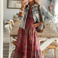 Women's Summer Bohemian Style Dress - Thumbnail 1