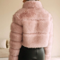 Women's Faux Fur Coat Fluffy Faux Fur Jacket Long Sleeve Lapel Furry Winter Jackets Shaggy Parka Short Coat - Thumbnail 1